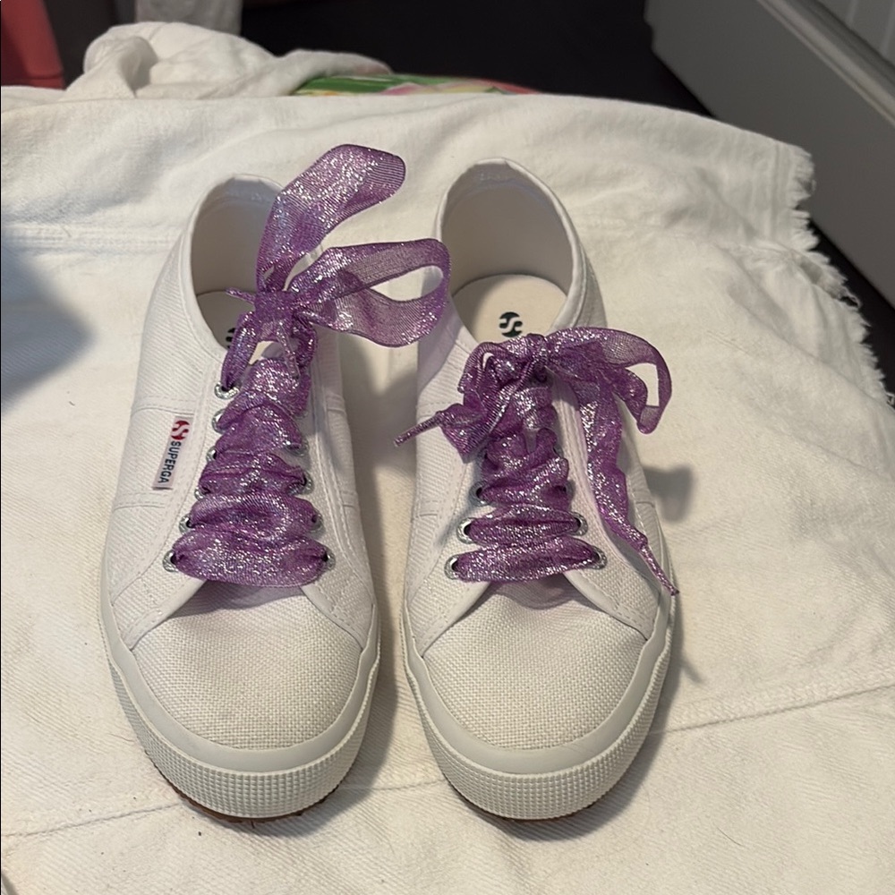 Superga White and Purple Sneakers Minimalist Design